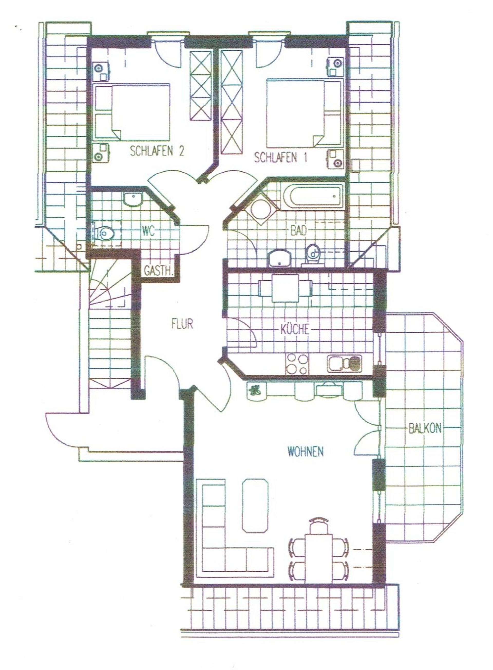 Ferienwohnung • West • 4.5, Grundriss 